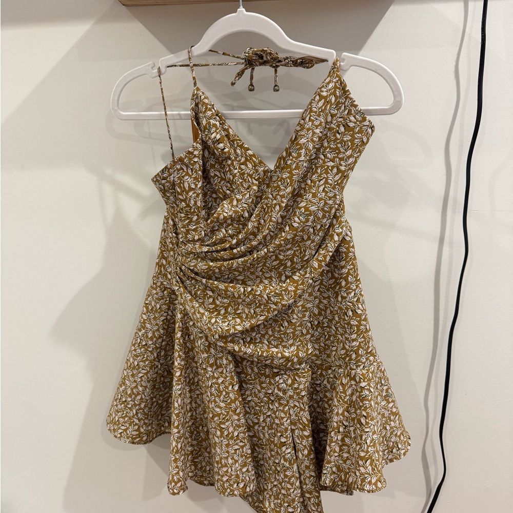 Floral Draped V-Neck Sleeveless Mini Romper